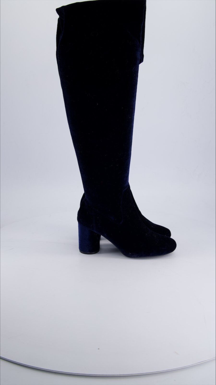Stradivarius Boots Velvet Navy 36 EU