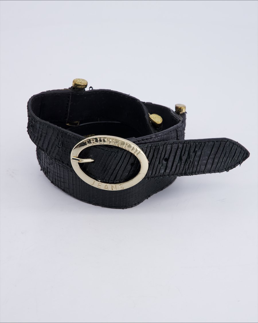Trussardi Jeans Chains Leather Black 85 cm