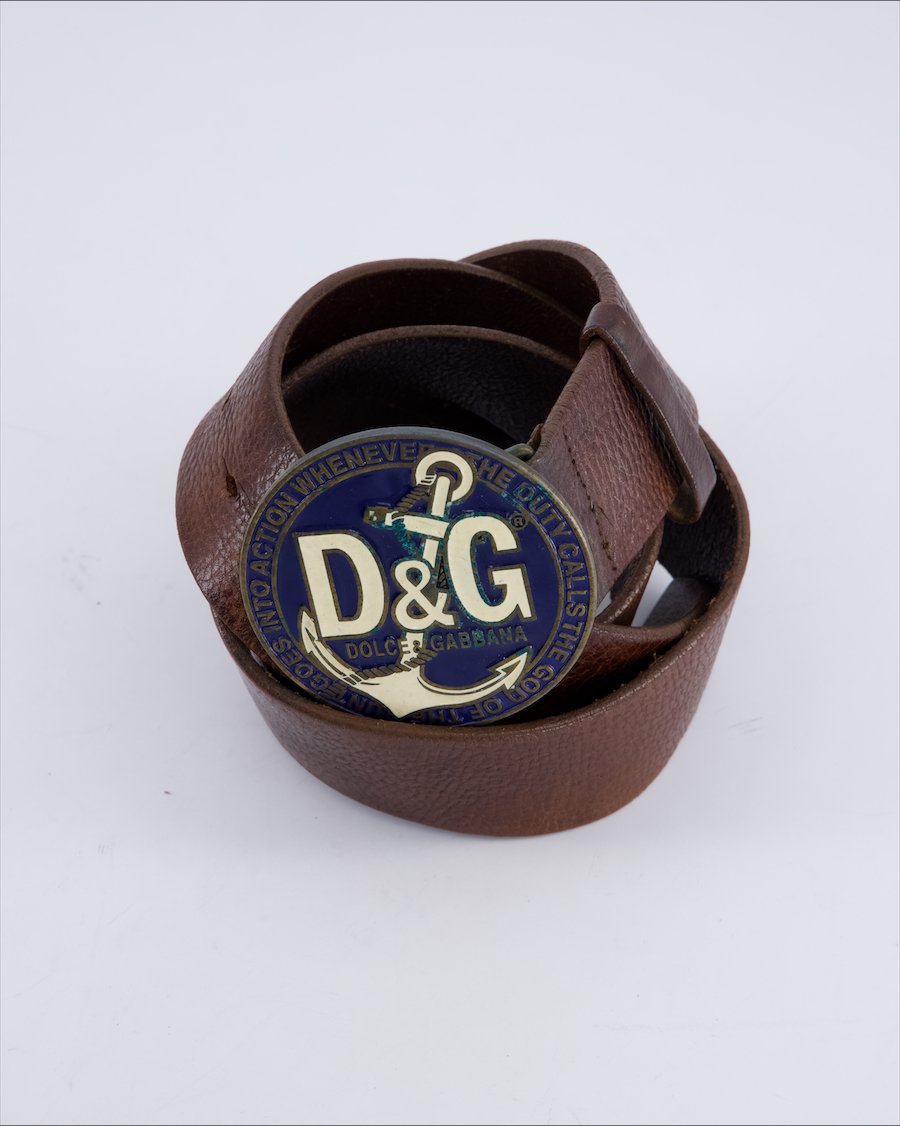 Dolce & Gabbana Chains Leather Brown 93 cm