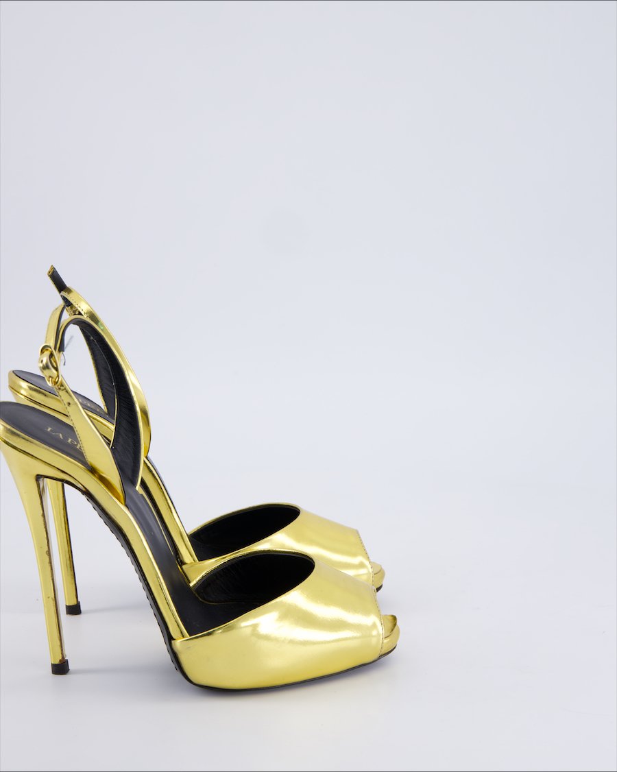 La Perla Heels Leather Gold 37 EU