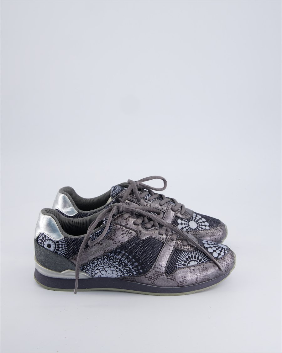 Desigual Trainers Leather Silver 40 EU