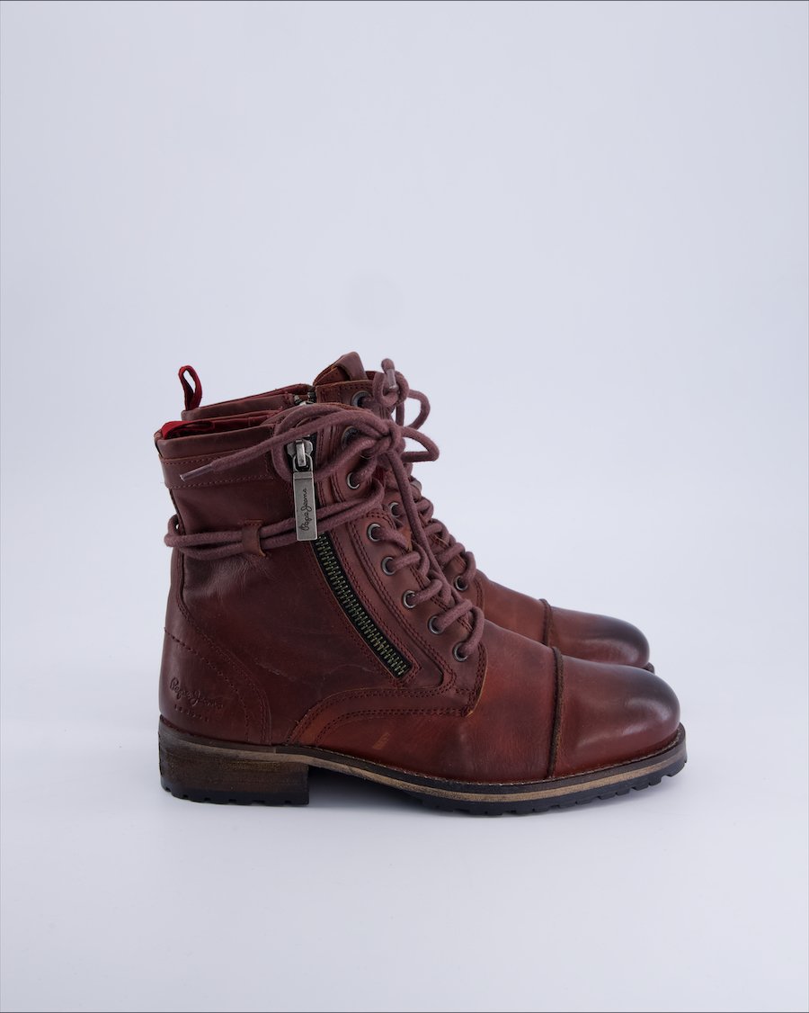 Pepe Jeans Ankle Boots Leather Burgundy 37 EU