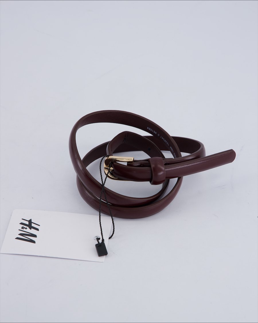 H&m Belt Polyurethane Burgundy 65 cm