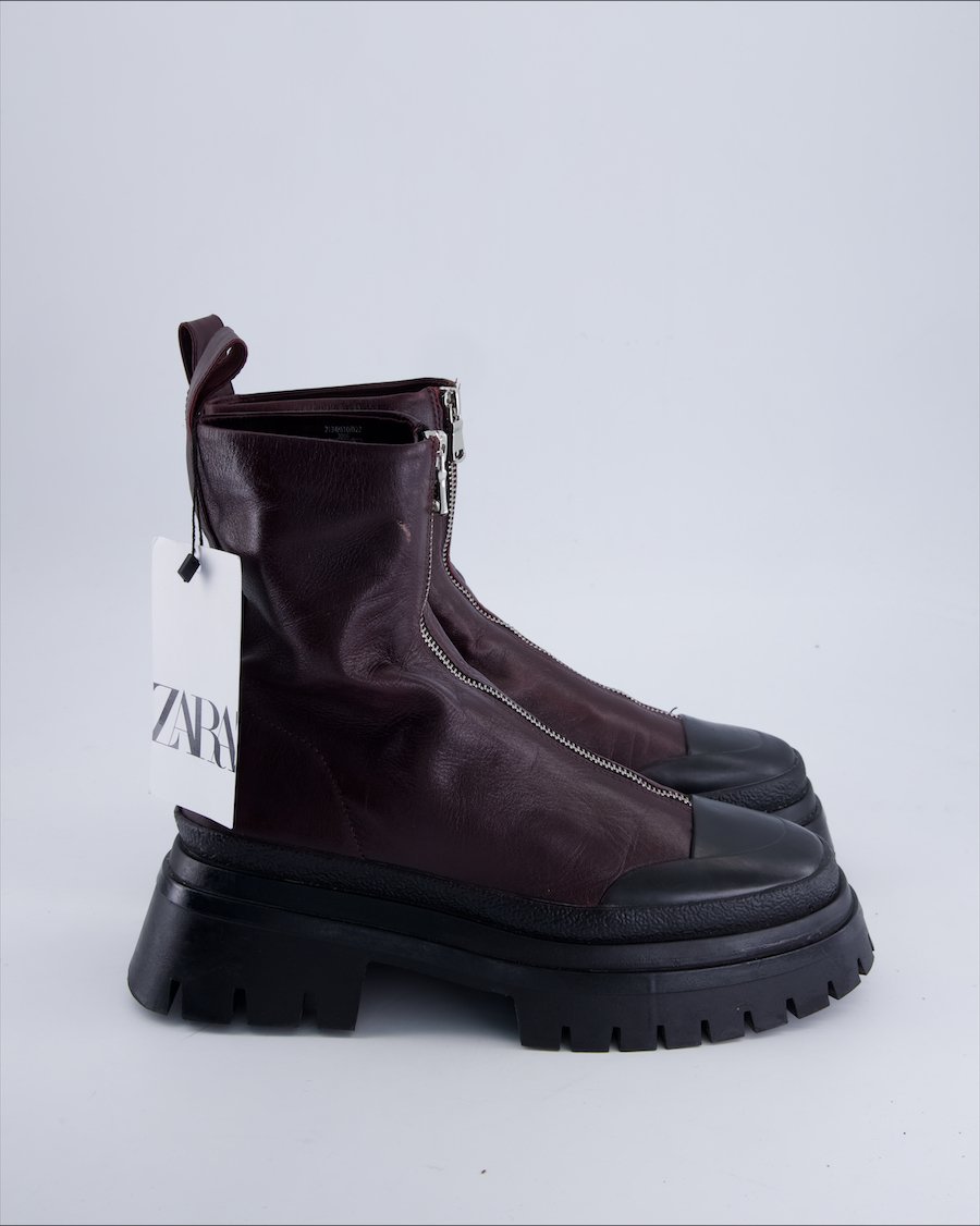 Zara Ankle Boots Polyurethane Burgundy 39 EU
