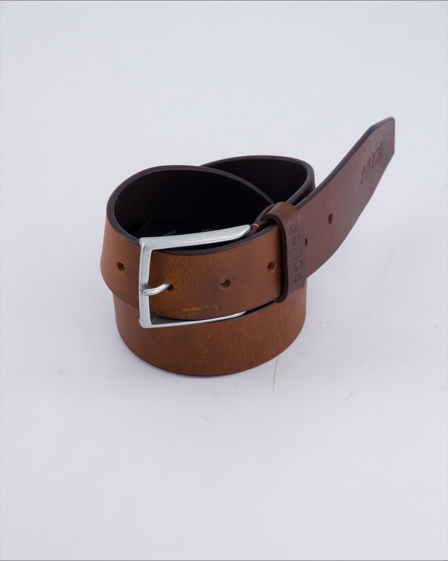 Police Belts Leather Brown 100 cm