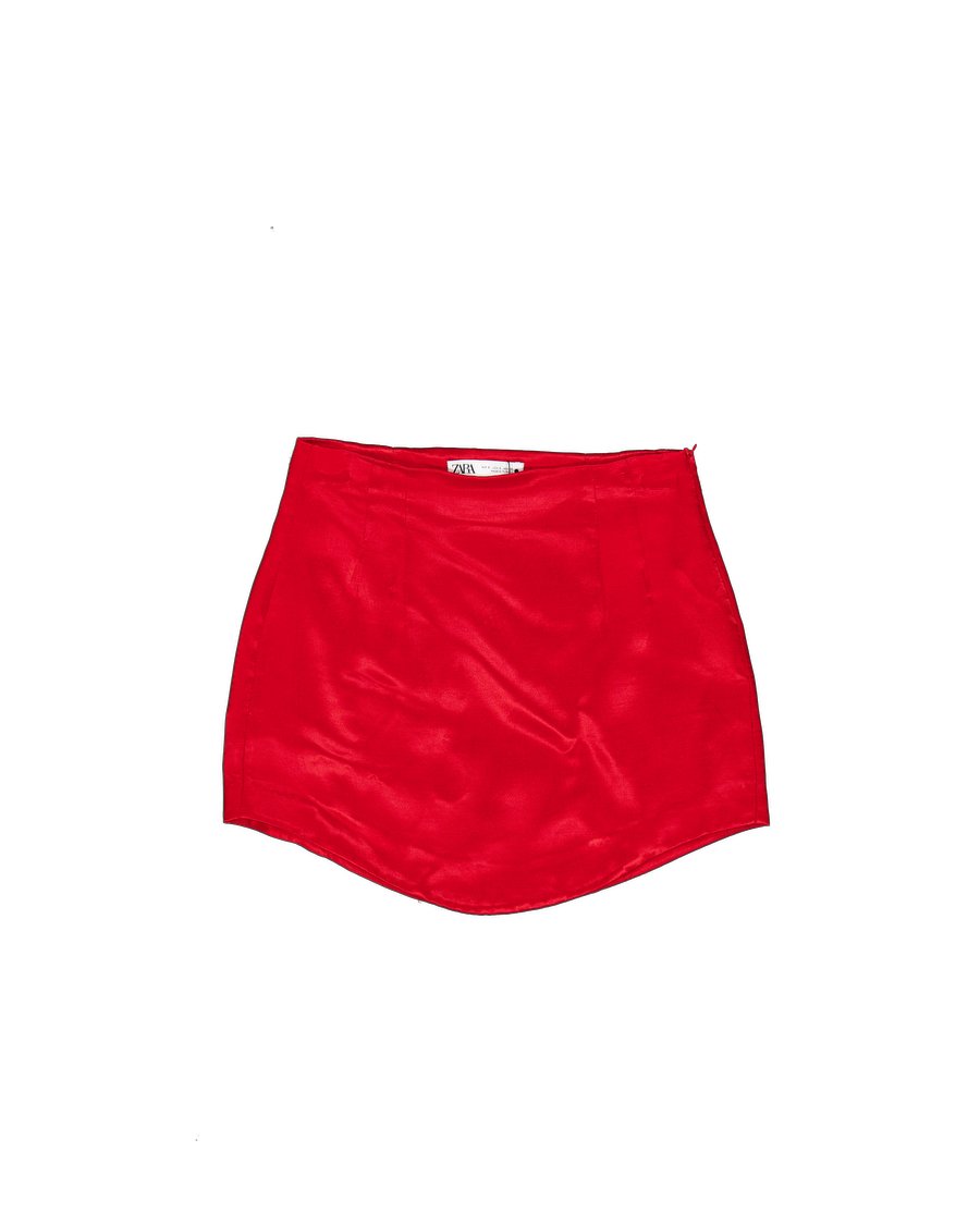 Zara Mini Skirt Polyester Red S