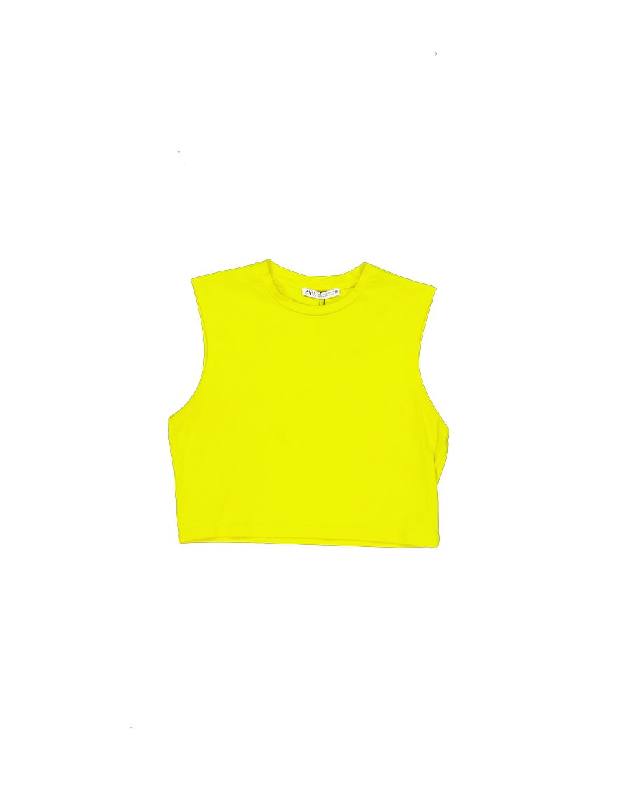 Zara T-shirts Cotton Yellow M