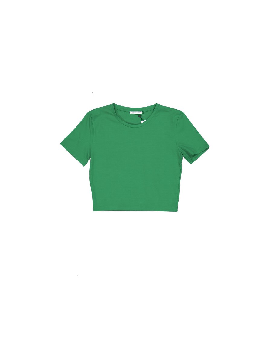 Zara T-shirts Cotton Green M International