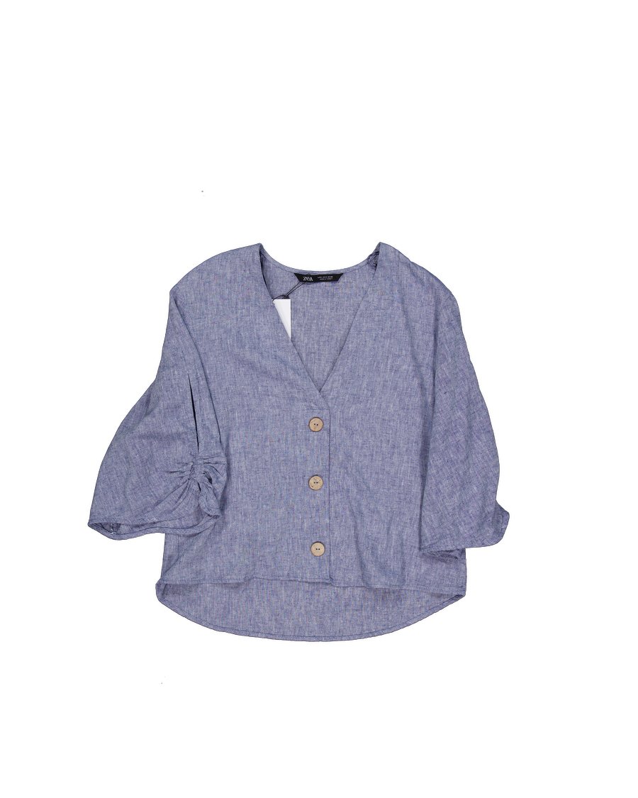 Zara Blouses Cotton Blue S International