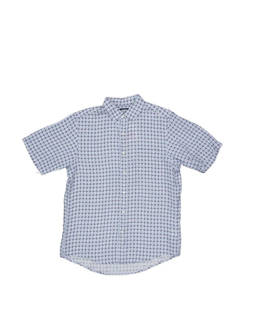 Lands'end Shirts Linen Blue M International
