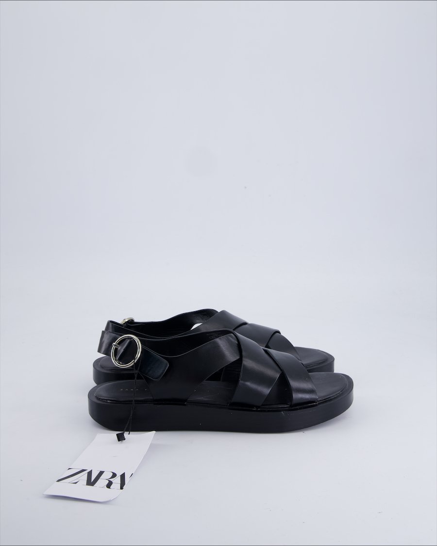 Zara Sandals Leather Black 37 EU