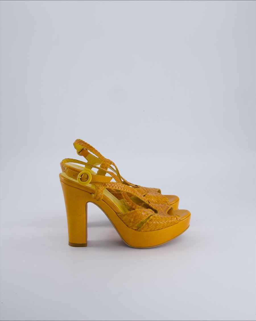 Le Marine Heels Leather Orange 37 EU