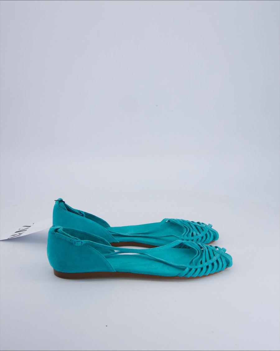 Zara Sandals Suede Turquoise 41 EU