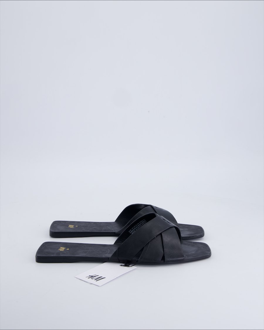 H&m Sandals Polyurethane Black 39 EU