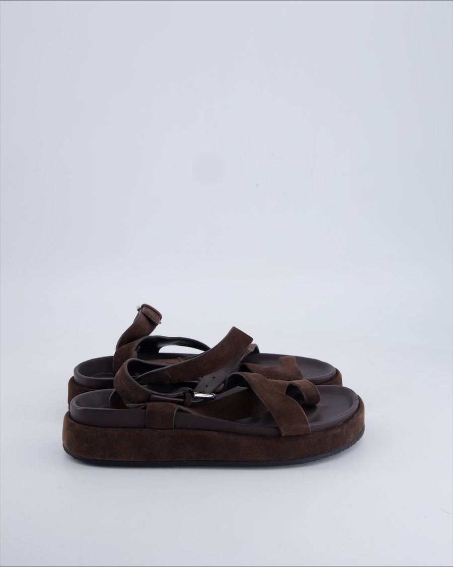 Massimo Dutti Sandals Suede Brown 36 EU