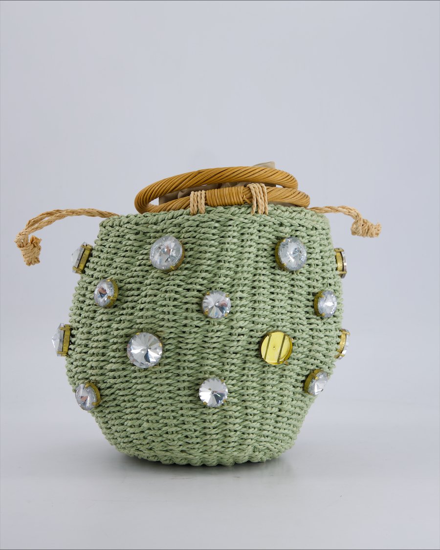 Zara Handbags Wicker Green