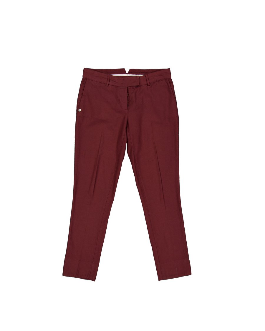 Manila Grace Trouser Cotton Burgundy 40 IT
