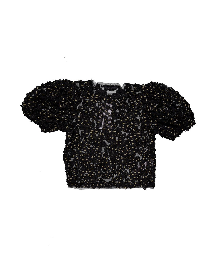 Zara T-shirts Polyester Black S International