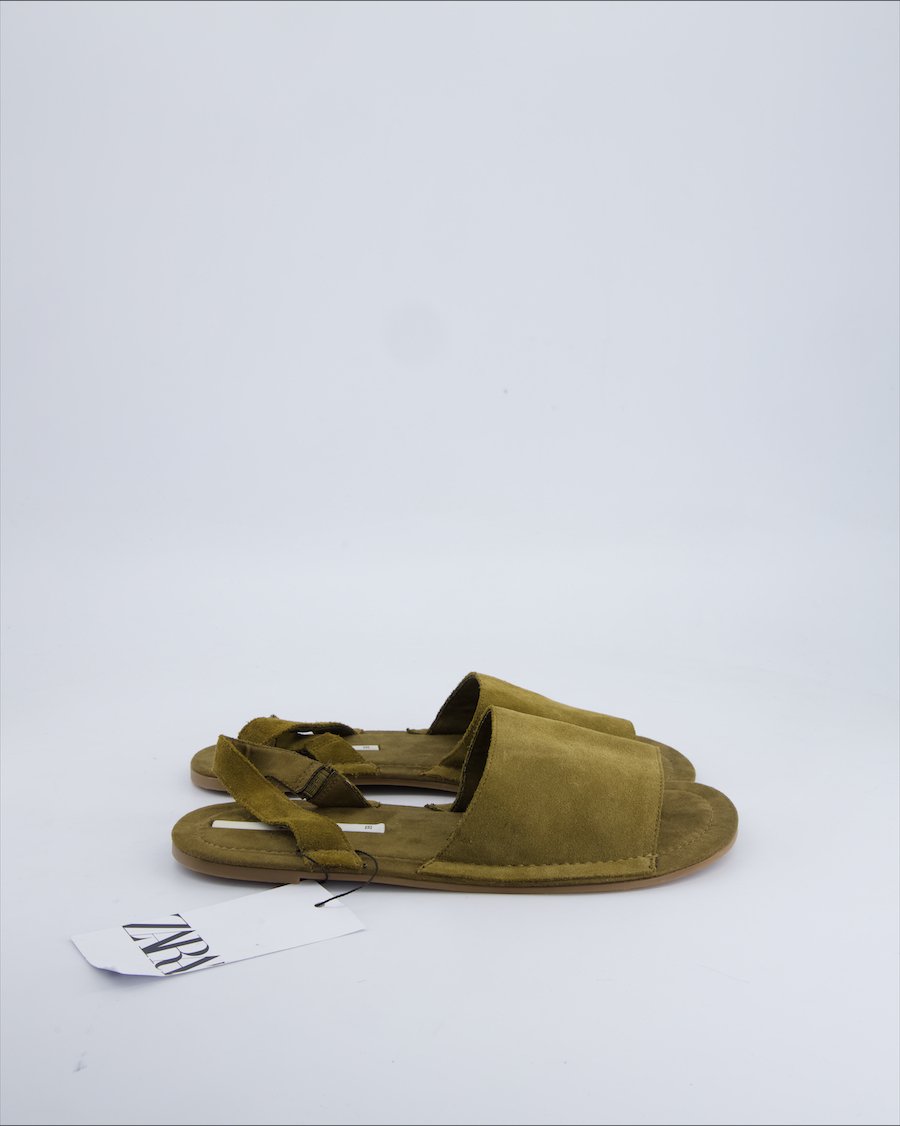 Zara Sandals Suede Khaki 39 EU