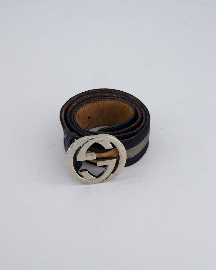 Gucci Belt Cloth Khaki 85 cm