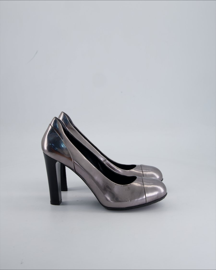 Hogan Heels Leather Silver 39.5 EU